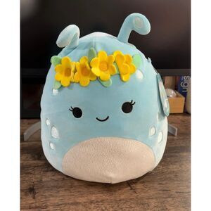 Original Squishmallow Natnat Blue Alien Plush Toy With Yellow Floral Crown 11"